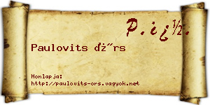 Paulovits Örs névjegykártya